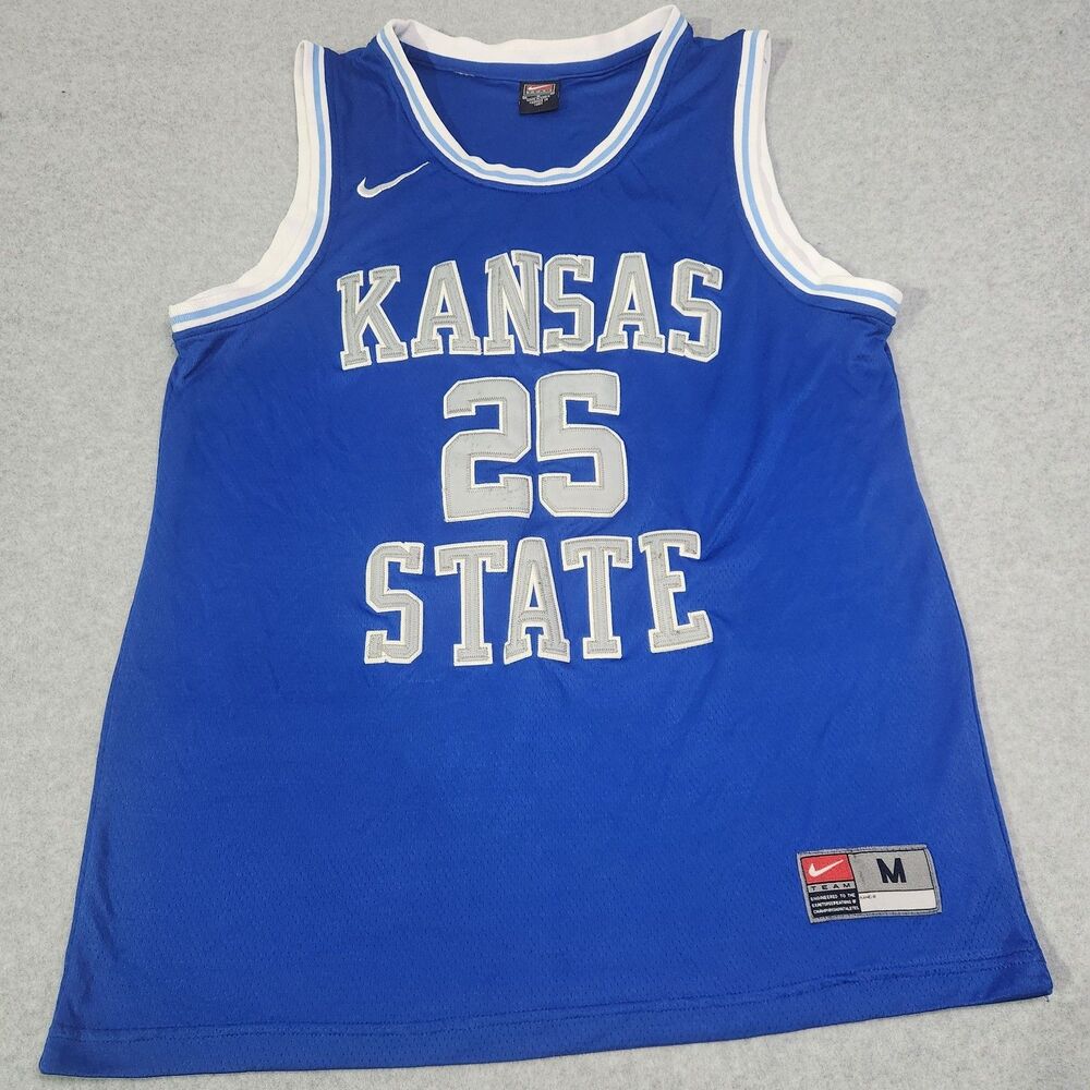 Nike Team Kansas State #25 Basketball Jersey Blue Men's Medium Vintage